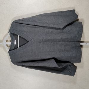 02169 Cotton Bleu gray oversized brushed fleece sweater L